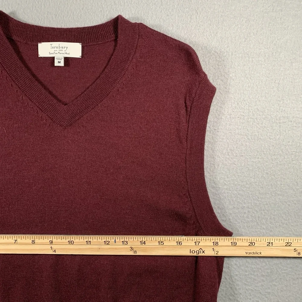 Turnbury Burgundy Extra Fine Merino Wool Mens Sweater Vest‎ sz Medium